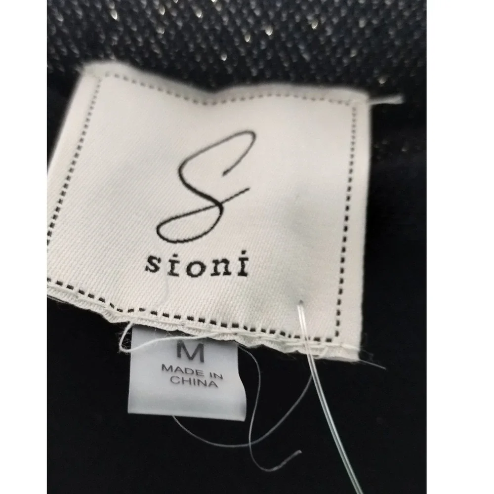 Sioni Black Sweater Gold Star Print‎ Pullover Top Size Medium NWT